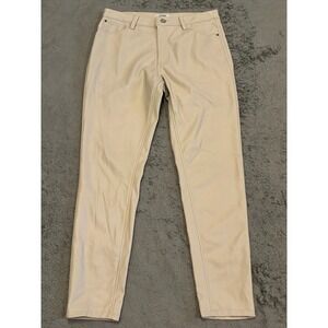 Kensie Vegan Leather Pants Womens 6/28 Beige Tan Skinny Stretch Pleather Casual